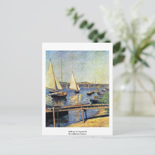 Zeilboten in Argenteuil door Caillebotte Gustave Briefkaart (Staand voorkant)