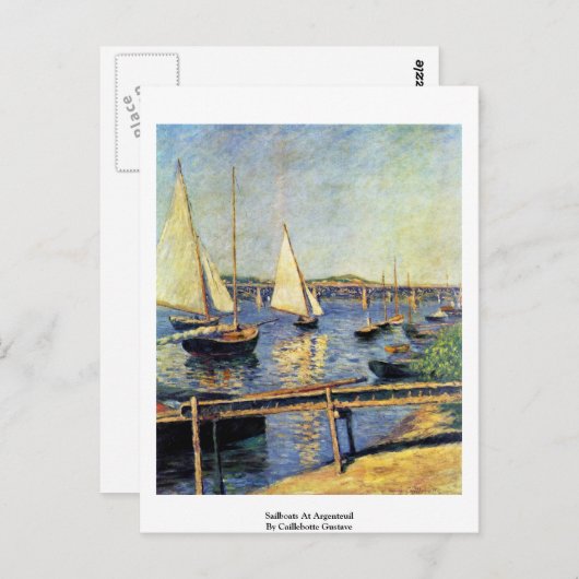 Zeilboten in Argenteuil door Caillebotte Gustave Briefkaart (Voorkant / Achterkant)