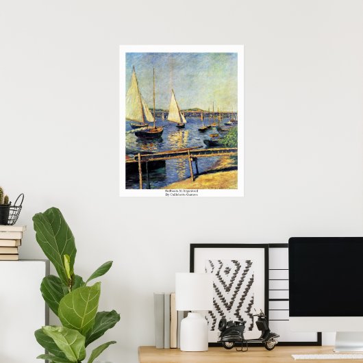 Zeilboten in Argenteuil door Caillebotte Gustave Poster (Thuiskantoor)