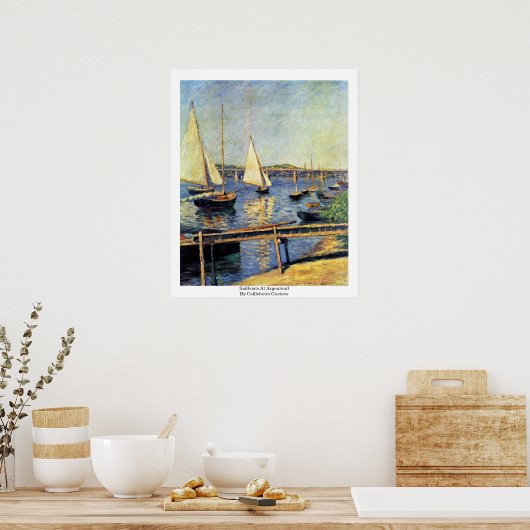 Zeilboten in Argenteuil door Caillebotte Gustave Poster (Keuken)