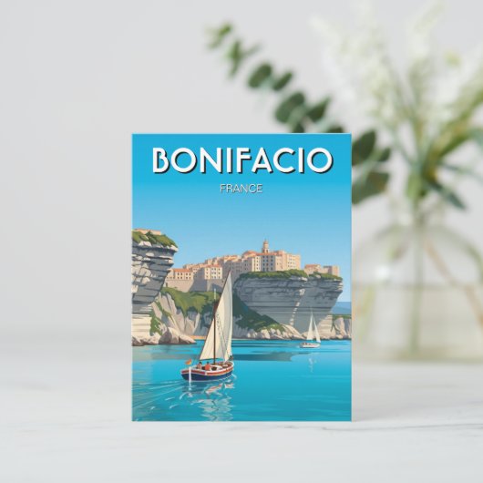 Zeilboten in Bonifacio Corsica Frankrijk Reizen Briefkaart (Staand voorkant)