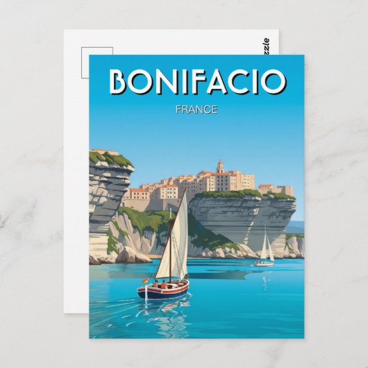 Zeilboten in Bonifacio Corsica Frankrijk Reizen Briefkaart (Voorkant / Achterkant)