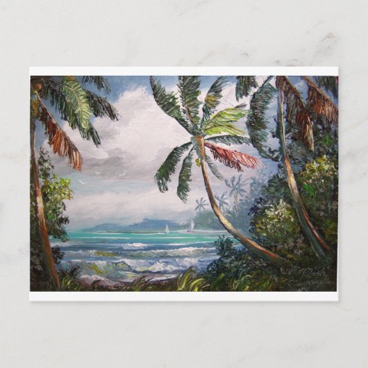 Zeilboten in de baai briefkaart (Voorkant)