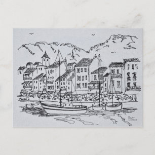 Zeilboten in de haven   Cassis, Frankrijk Briefkaart
