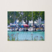 Zeilboten in de haven legpuzzel (Horizontaal)