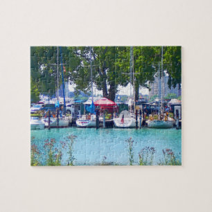 Zeilboten in de haven legpuzzel