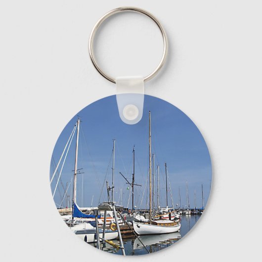 Zeilboten in de haven sleutelhanger (Voorkant)