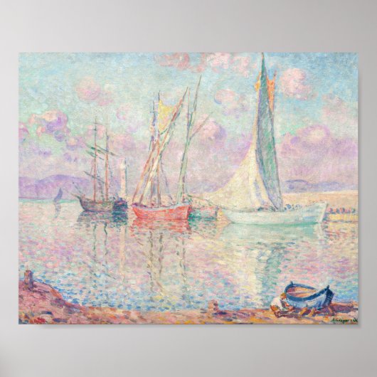 Zeilboten in de haven van Saint-Tropez | Henri Leb Poster (Voorkant)