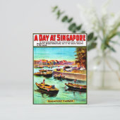 Zeilboten in de haven van Singapore, oldtimers Briefkaart (Staand voorkant)