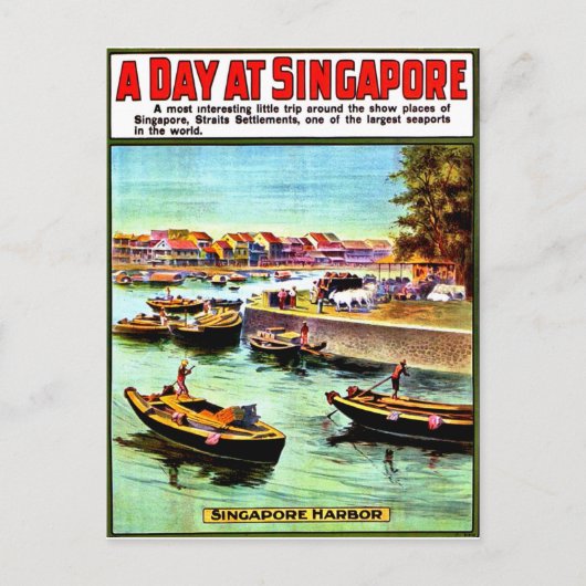Zeilboten in de haven van Singapore, oldtimers Briefkaart (Voorkant)