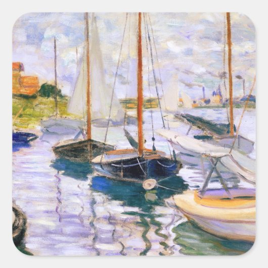 Zeilboten in de Seine bij Petit Claude Monet Vierkante Sticker (Voorkant)