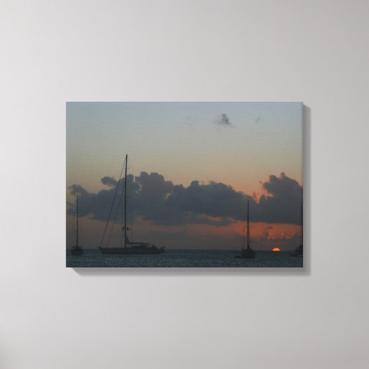 Zeilboten in de Sunset Tropical Seascape Canvas Afdruk (Voorkant)