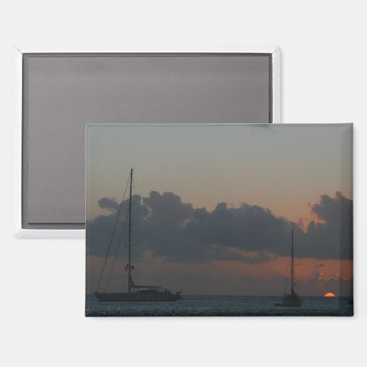 Zeilboten in de Sunset Tropical Seascape Magneet (Voorkant / Achterkant)