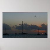 Zeilboten in de Sunset Tropical Seascape Poster (Voorkant)