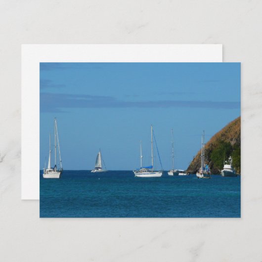 Zeilboten in de witte en blauwe zee (Voorkant / Achterkant)