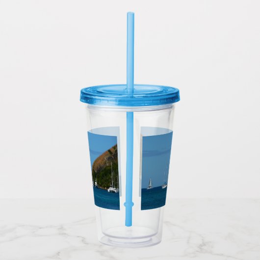 Zeilboten in de witte en blauwe zee acryl drinkbeker (Rechts)