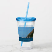 Zeilboten in de witte en blauwe zee acryl drinkbeker (Achterkant)