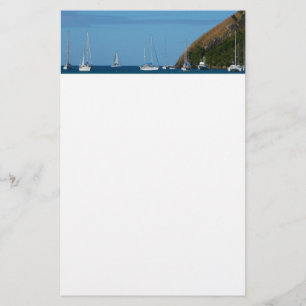 Zeilboten in de witte en blauwe zee briefpapier