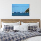 Zeilboten in de witte en blauwe zee canvas afdruk (Insitu (Slaapkamer))