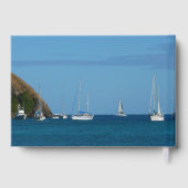 Zeilboten in de witte en blauwe zee gastenboek (Achterkant)