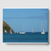 Zeilboten in de witte en blauwe zee gastenboek (Achterkant)