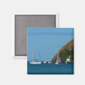 Zeilboten in de witte en blauwe zee magneet (Voorkant / Achterkant)