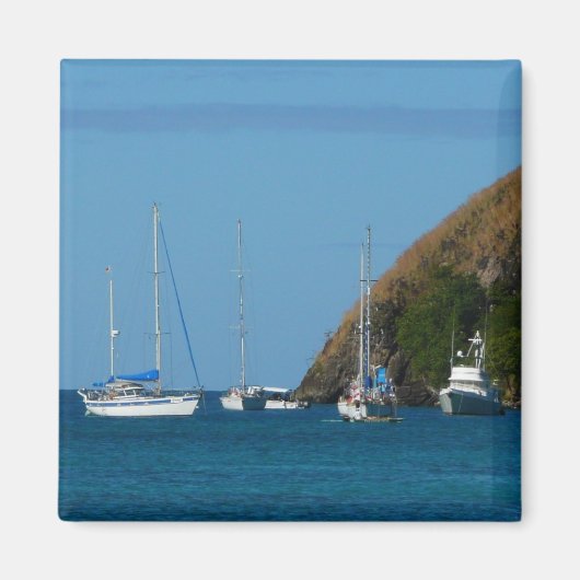 Zeilboten in de witte en blauwe zee magneet (Voorkant)