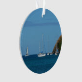 Zeilboten in de witte en blauwe zee ornament (voorkant)