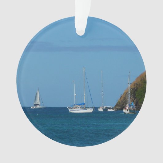 Zeilboten in de witte en blauwe zee ornament (voorkant)