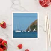 Zeilboten in de witte en blauwe zee servetten (Insitu)