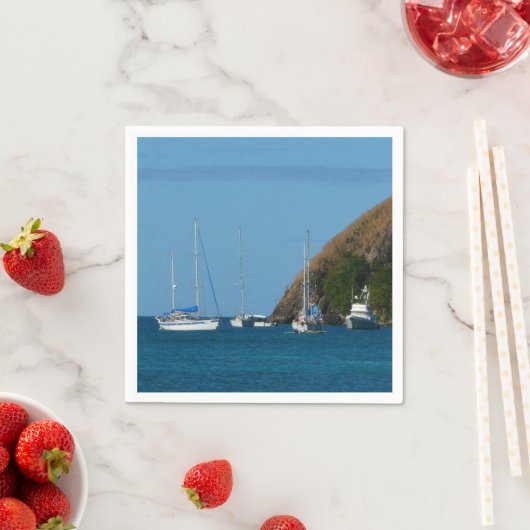 Zeilboten in de witte en blauwe zee servetten (Insitu)