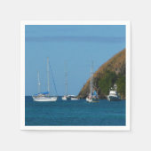 Zeilboten in de witte en blauwe zee servetten (Voorkant)