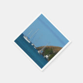 Zeilboten in de witte en blauwe zee servetten (Hoek)