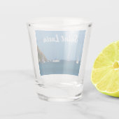 Zeilboten in de witte en blauwe zee shot glas (Achterkant)
