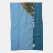 Zeilboten in de witte en blauwe zee theedoek (Verticaal)