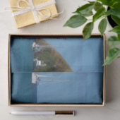 Zeilboten in de witte en blauwe zee tissuepapier (Geschenk)