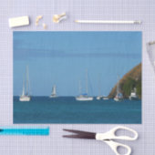 Zeilboten in de witte en blauwe zee tissuepapier (Craft)