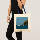Zeilboten in de witte en blauwe zee tote bag (Voorkant (product))