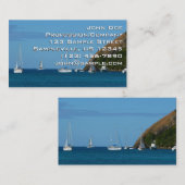 Zeilboten in de witte en blauwe zee visitekaartje (Voorkant / Achterkant)