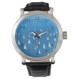 Zeilboten in diep blauw Zee - Regatta  Horloge