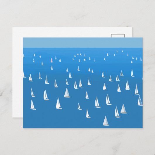 Zeilboten in diep blauw Zee - Regatta Sailships Briefkaart (Voorkant / Achterkant)