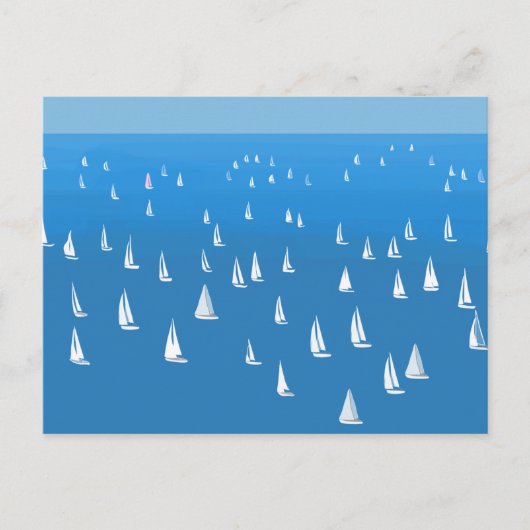 Zeilboten in diep blauw Zee - Regatta Sailships Briefkaart (Voorkant)