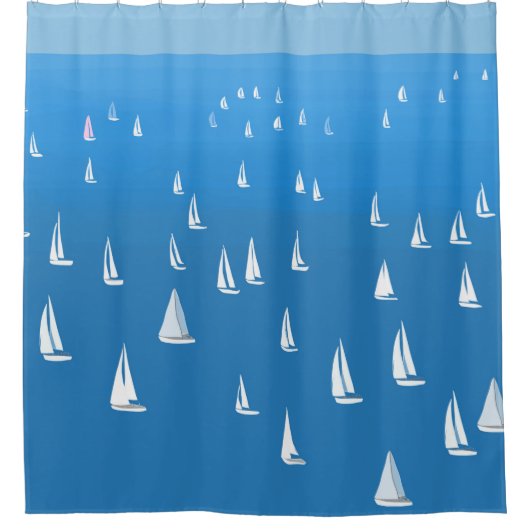 Zeilboten in diep blauw Zee - Regatta Sailships Douchegordijn (Voorkant)