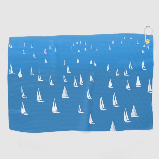 Zeilboten in diep blauw Zee - Regatta Sailships Golfhanddoek (Horizontaal)