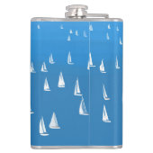 Zeilboten in diep blauw Zee - Regatta Sailships Heupfles (Achterkant)