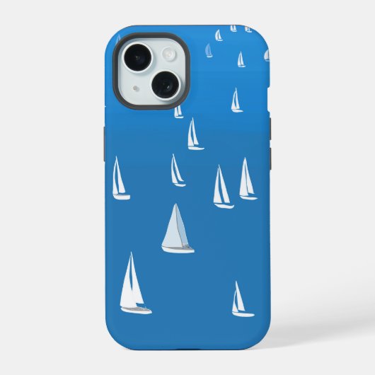 Zeilboten in diep blauw Zee - Regatta Sailships iPhone 15 Case (Achterkant)