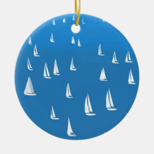 Zeilboten in diep blauw Zee - Regatta Sailships Keramisch Ornament