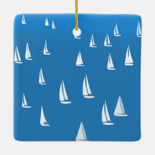 Zeilboten in diep blauw Zee - Regatta Sailships Keramisch Ornament (Achterkant)