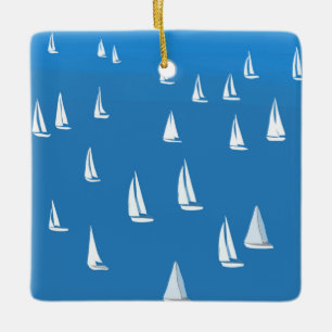 Zeilboten in diep blauw Zee - Regatta Sailships Keramisch Ornament