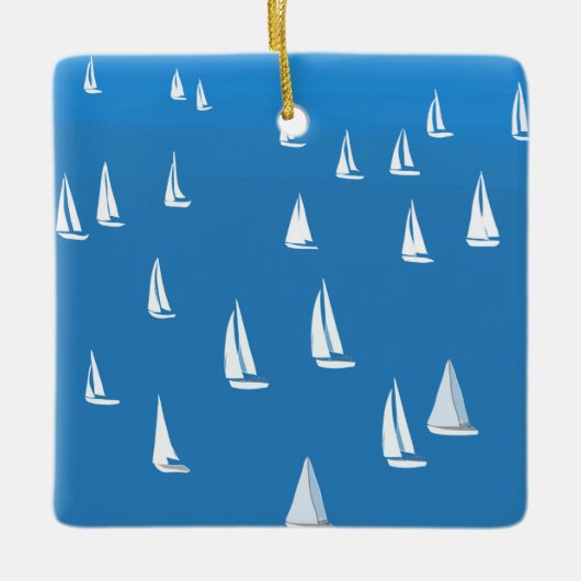 Zeilboten in diep blauw Zee - Regatta Sailships Keramisch Ornament (Voorkant)